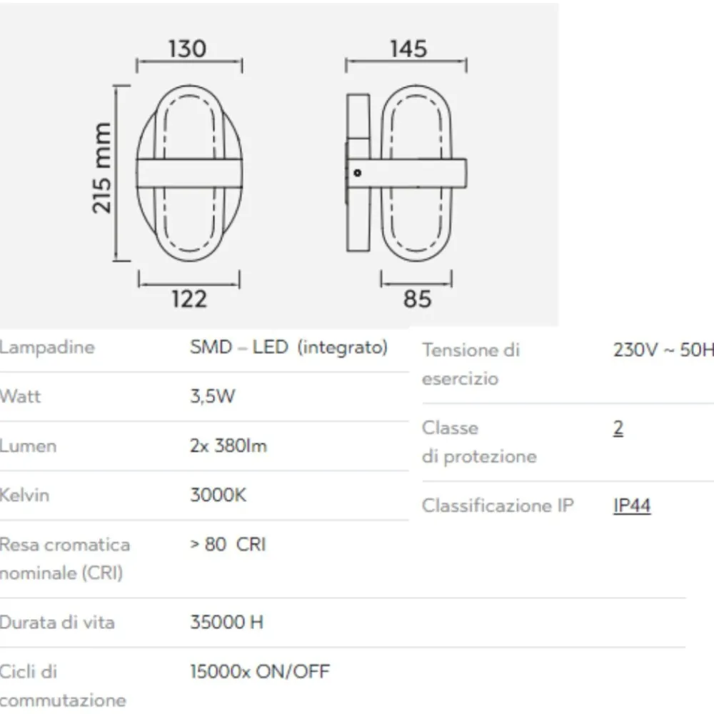 Applique Da Esterno-Selezionato da Mazzolaluce Applique nera da esterno moderna led 7w 3000k