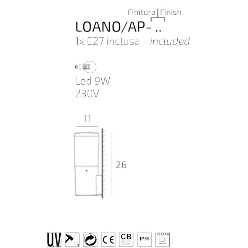 Applique Da Esterno-Top Light Applique nera da esterno loano ip55