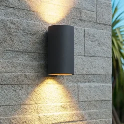 Applique Da Esterno-Selezionato da Mazzolaluce Applique nera e oro da esterno led 12w 3000k biemissione ip54