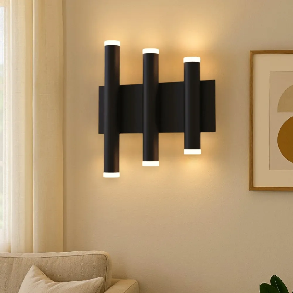 Applique Da Parete-Selezionato da Mazzolaluce Applique nera led 36w 3000k design moderna da parete
