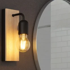 Applique Da Bagno-Selezionato da Mazzolaluce Applique nera per bagno in legno naturale ip44