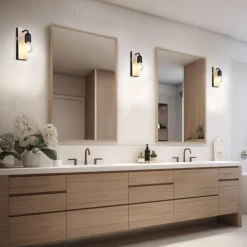 Applique Da Bagno-Selezionato da Mazzolaluce Applique nera per bagno in legno naturale ip44