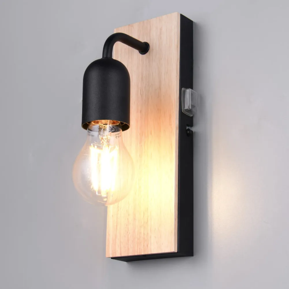 Applique Da Bagno-Selezionato da Mazzolaluce Applique nera per bagno in legno naturale ip44