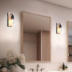 Applique Da Bagno-Selezionato da Mazzolaluce Applique nera per bagno in legno naturale ip44