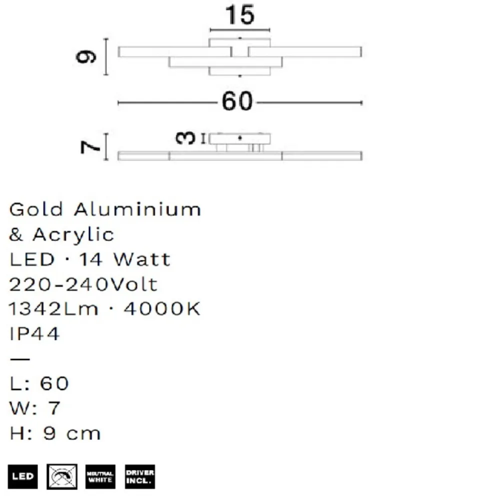 Applique Da Bagno-Selezionato da Mazzolaluce Applique nera per bagno led 14w 4000k geometrica