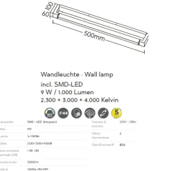 Applique Da Bagno-Selezionato da Mazzolaluce Applique nera per bagno led 9w 3000k 4000k orientabile dimmerabile