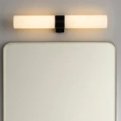 Applique Da Bagno-Selezionato da Mazzolaluce Applique nera per bagno 2 luci vetro bianco ip44