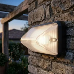 Applique Da Esterno-Selezionato da Mazzolaluce Applique nera per esterno moderna led 8,5w cct con sensore crepuscolare di movimento