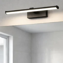 Applique Da Bagno-Fabas Luce Applique nero 30cm per specchio da bagno led 6w 3000k nala