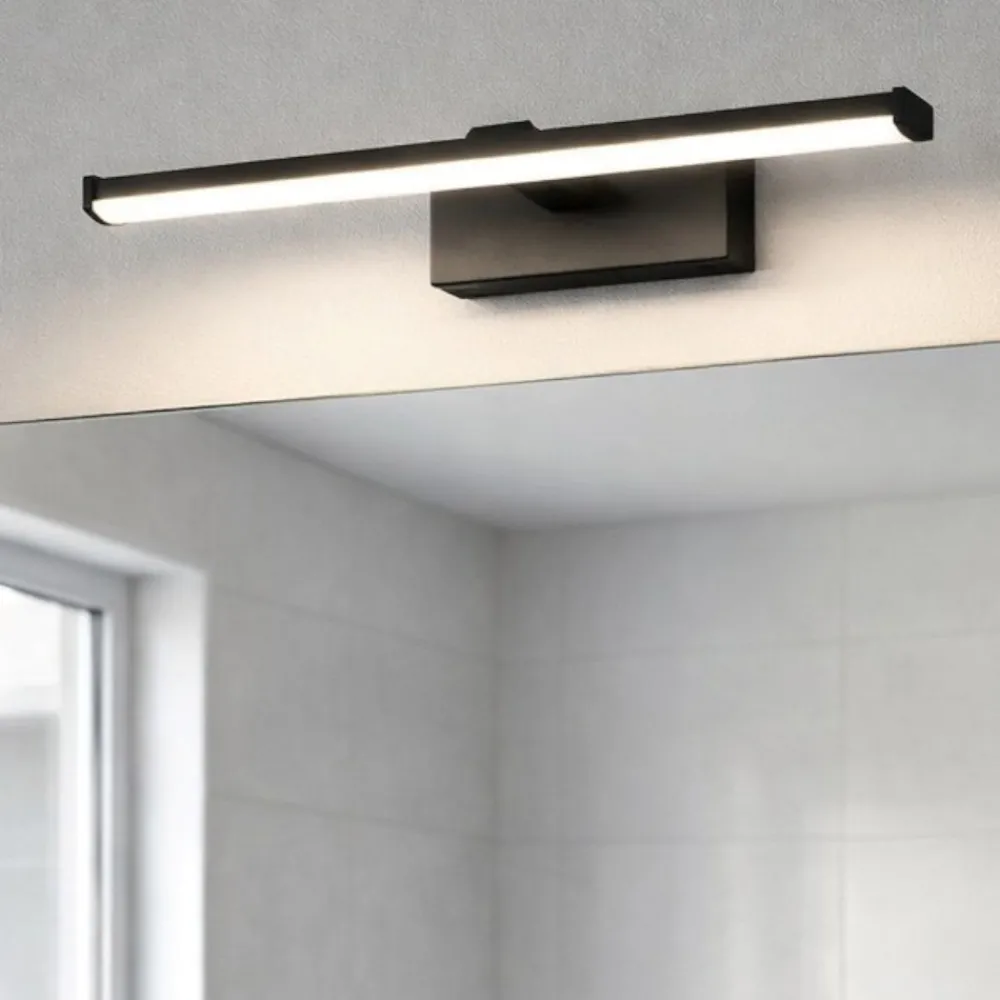 Applique Da Bagno-Fabas Luce Applique nero 30cm per specchio da bagno led 6w 3000k nala