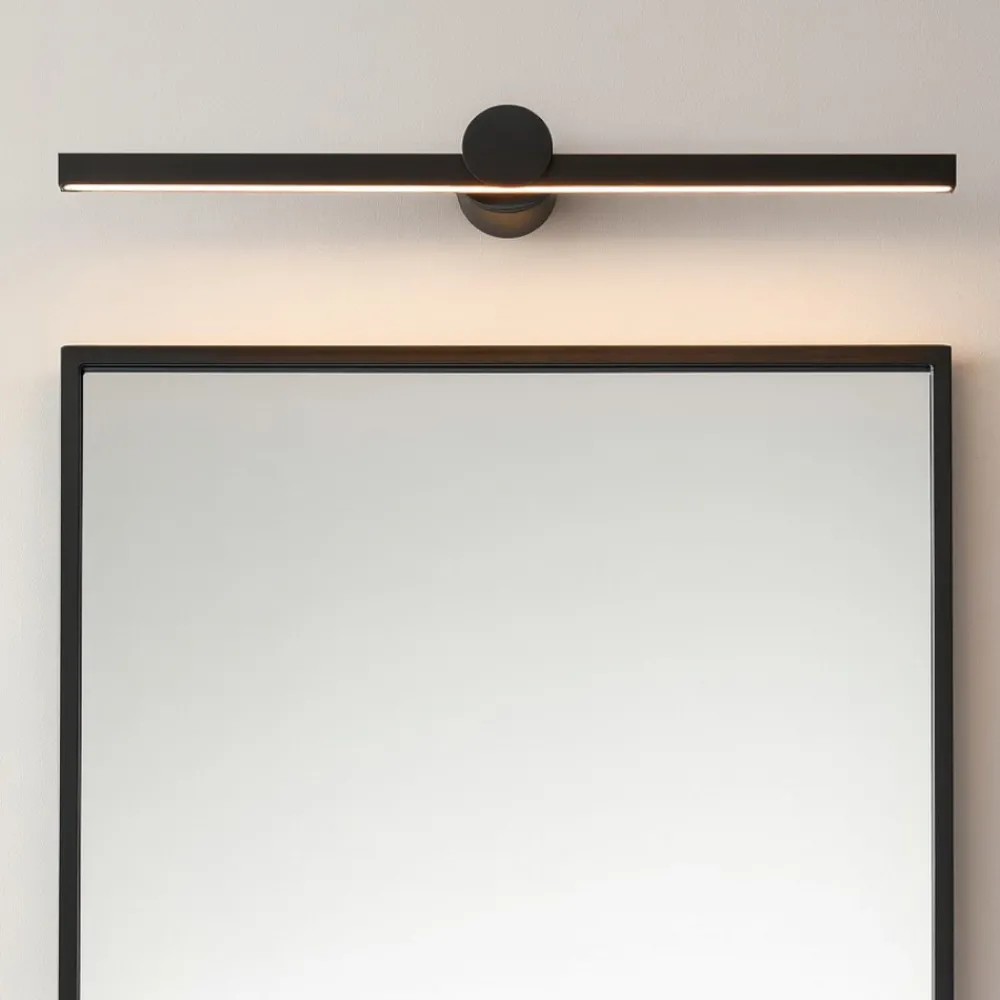 Applique Da Bagno-Selezionato da Mazzolaluce Applique nero 81cm per specchio da bagno squadrato 3000k