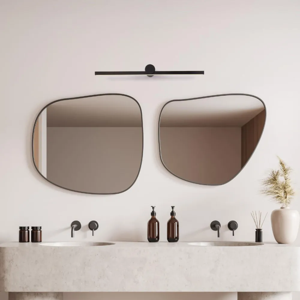 Applique Da Bagno-Selezionato da Mazzolaluce Applique nero 81cm per specchio da bagno squadrato 3000k