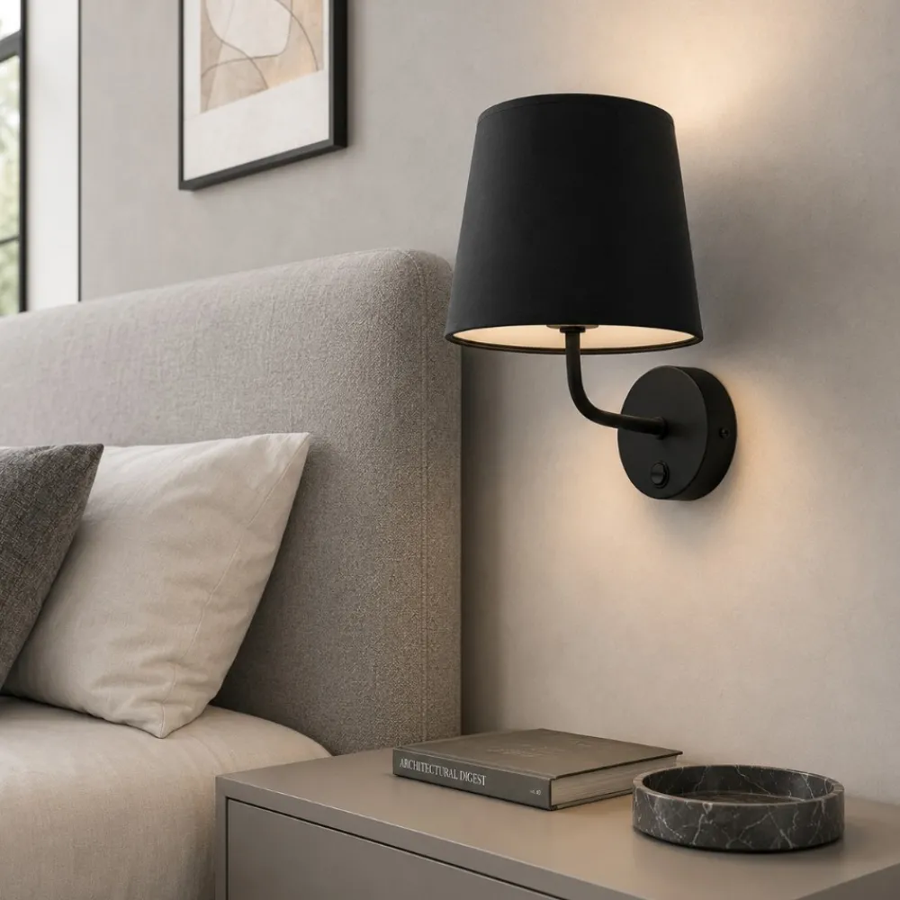 Applique Camera Da Letto-Selezionato da Mazzolaluce Applique nero con interruttore per comodino camera da letto