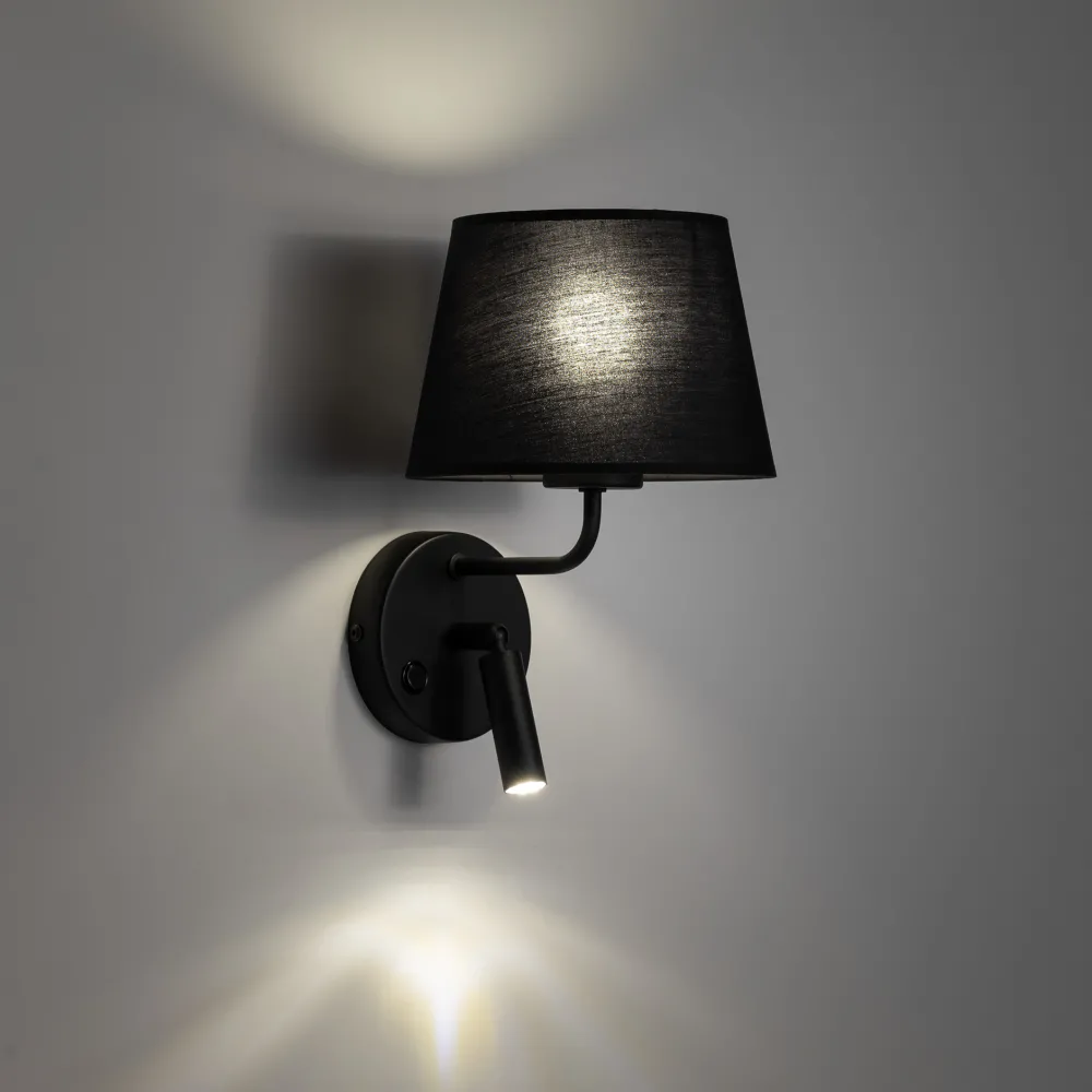Applique Camera Da Letto-Selezionato da Mazzolaluce Applique nero con interruttore doppia luce per comodino camera da letto