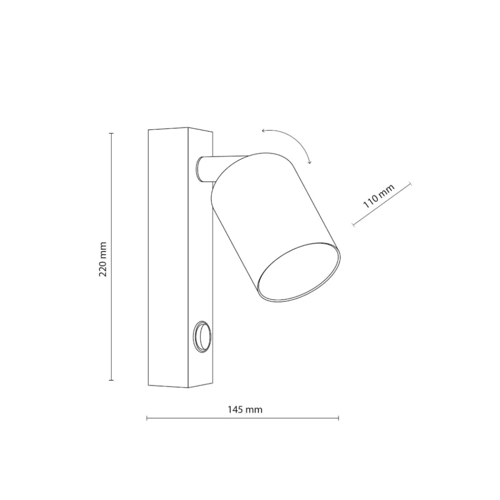 Applique Camera Da Letto-Selezionato da Mazzolaluce Applique nero con spot orientabile per comodino camera da letto