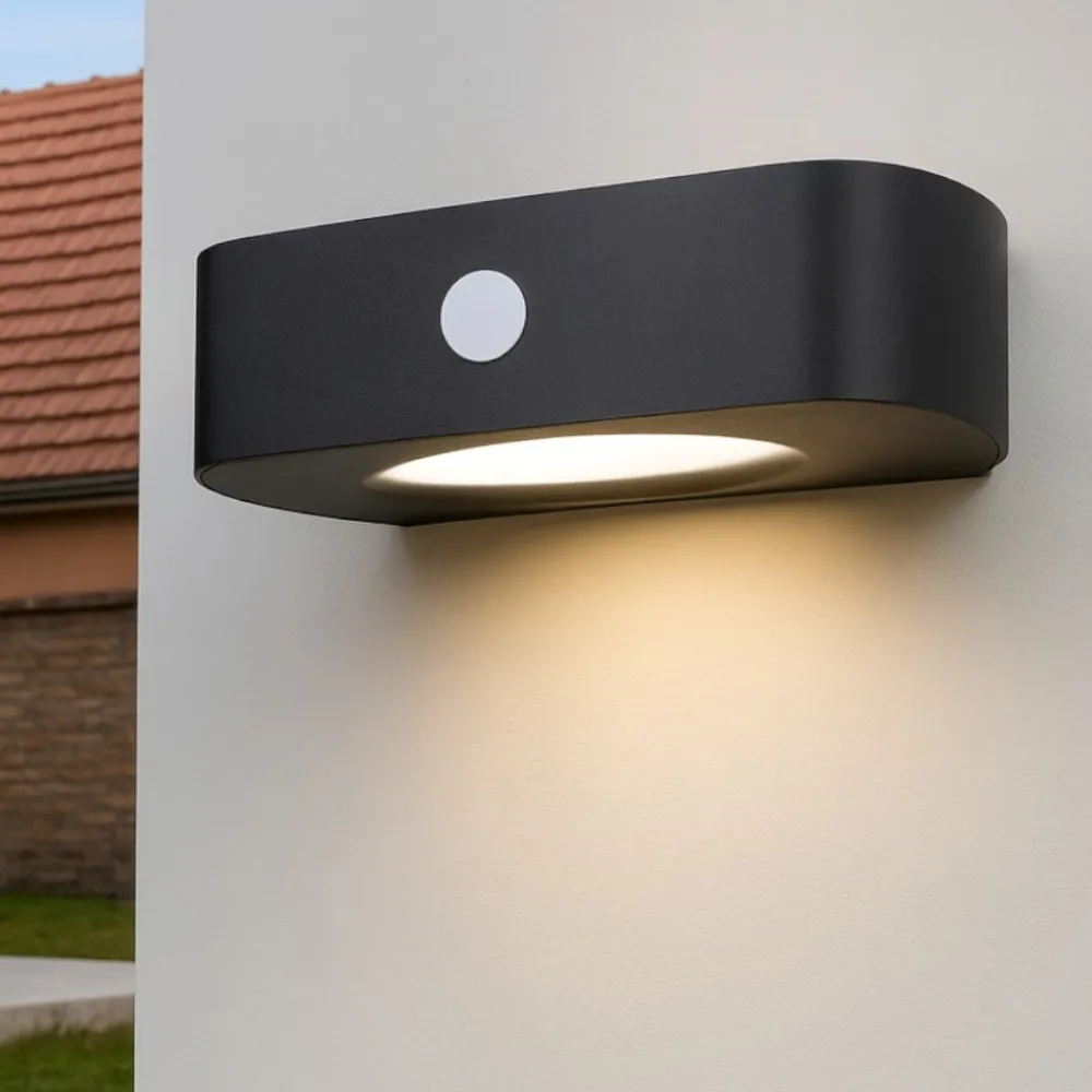 Applique Da Esterno-Selezionato da Mazzolaluce Applique nero da esterno ibrido luce solare led con sensore di movimento crepuscolare