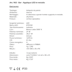 Applique Da Parete-IsyLuce Applique nero led 24w 3000k per soggiorno