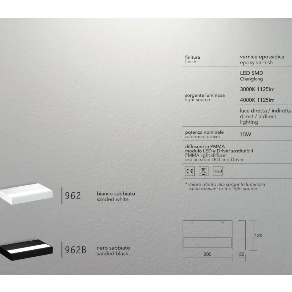 Applique Da Parete-IsyLuce Applique nero plate duplex led 15w 3000k-4000k