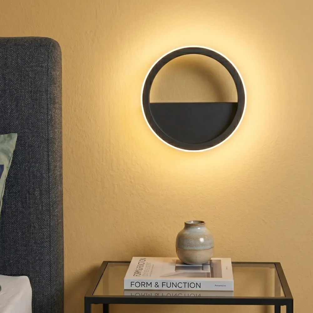 Applique Da Parete-Selezionato da Mazzolaluce Applique nero led 8w 3000k per comodino camera da letto moderna