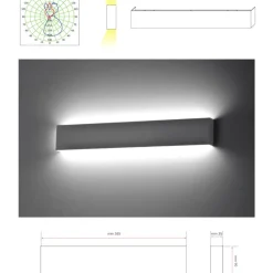 Applique Da Parete-IsyLuce Applique nero led 24w 4000k rettangolare