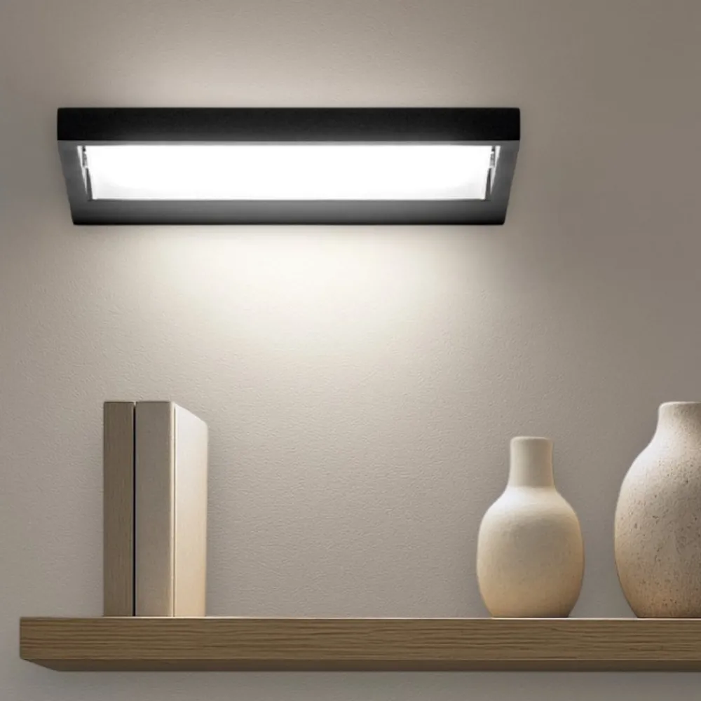 Applique Da Parete-Stilnovo Applique nero led 19w 3000k tablet orientabile per soggiorno