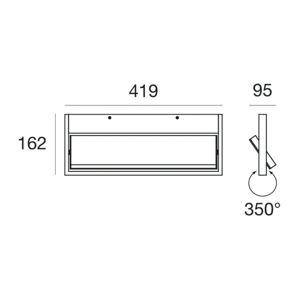 Applique Da Parete-Stilnovo Applique nero led 19w 3000k tablet orientabile per soggiorno