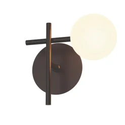 Applique Da Parete-Selezionato da Mazzolaluce Applique nero moderna da parete sfera di vetro bianco