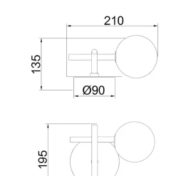 Applique Da Parete-Selezionato da Mazzolaluce Applique nero moderna da parete sfera di vetro bianco