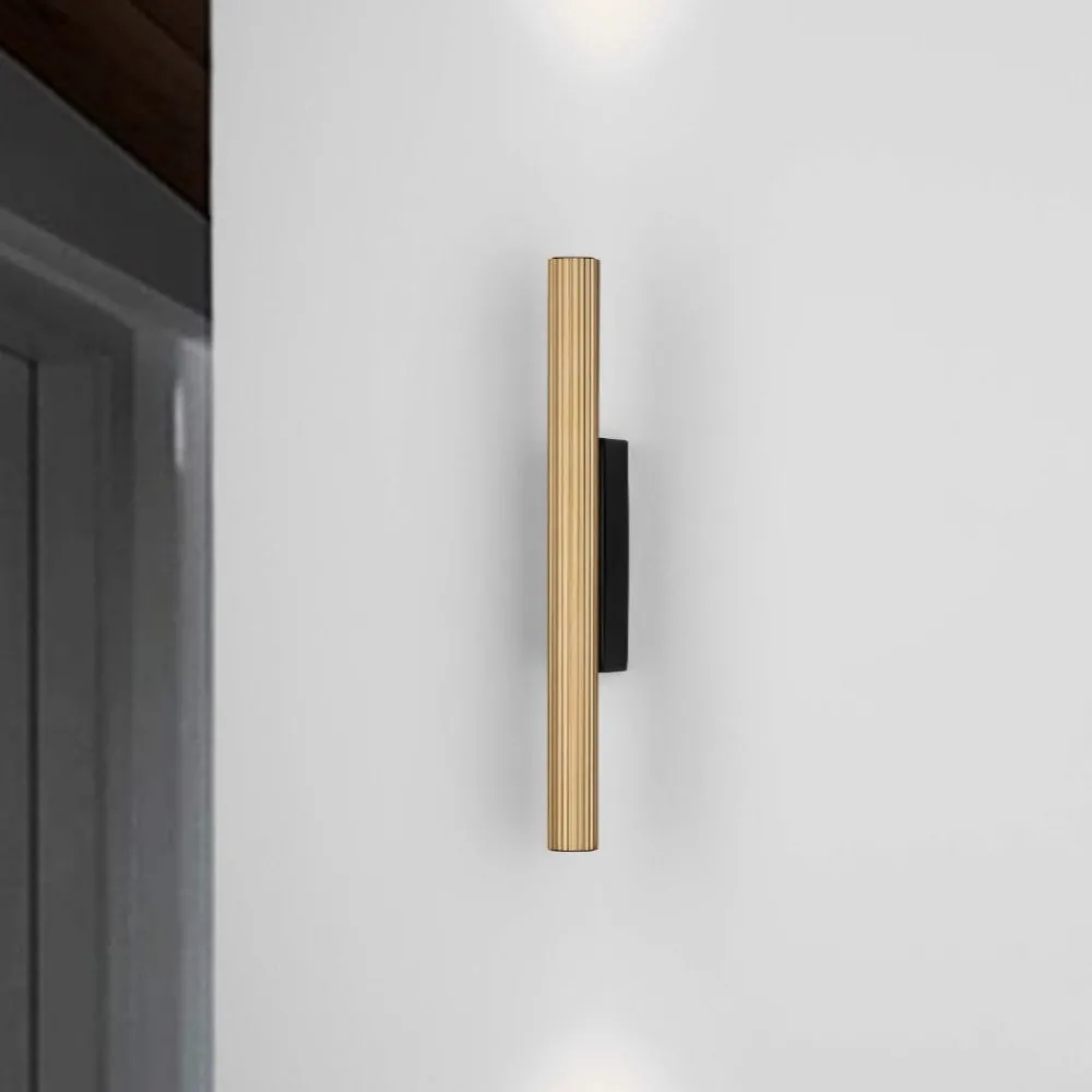 Applique Da Parete-Selezionato da Mazzolaluce Applique nero oro da parete cilindro rigato led 11w 3000k