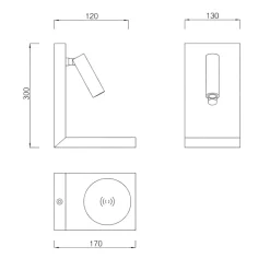 Applique Camera Da Letto-Selezionato da Mazzolaluce Applique nero per camera da letto con luce da lettura ricarica wireless