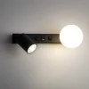 Applique Camera Da Letto-Selezionato da Mazzolaluce Applique nero per comodini camera da letto con faretto sfera di vetro presa usb