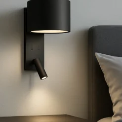 Applique Camera Da Letto-Selezionato da Mazzolaluce Applique nero per comodino da camera da letto moderna doppia luce orientabile