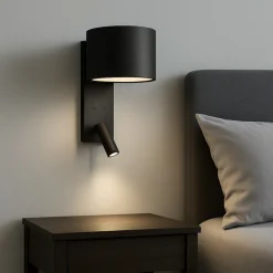 Applique Camera Da Letto-Selezionato da Mazzolaluce Applique nero per comodino da camera da letto moderna doppia luce orientabile