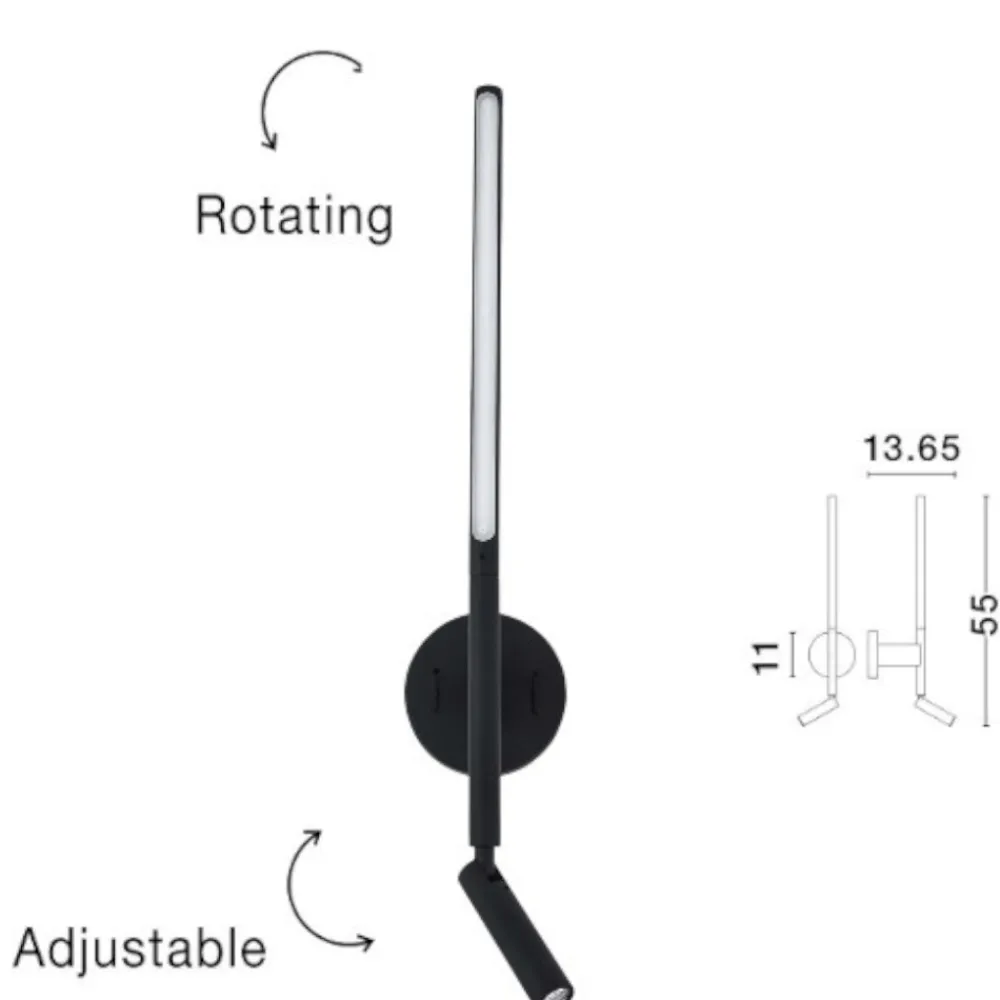 Applique Camera Da Letto-Selezionato da Mazzolaluce Applique nero per comodino led 9w 3000k orientabile