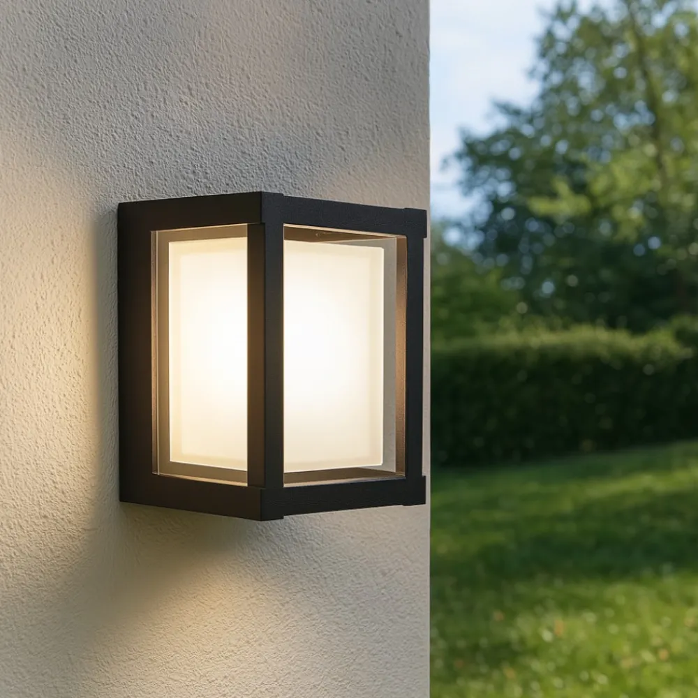 Applique Da Esterno-Selezionato da Mazzolaluce Applique nero per esterni quadrato led 2700k 3300k 4000k