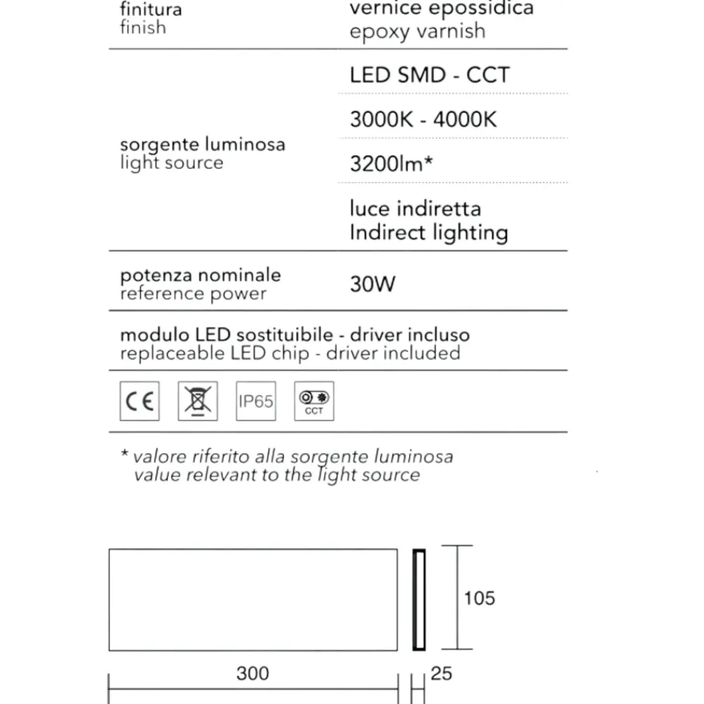 Applique Da Esterno-Affralux Applique nero per esterno moderna wally 30w 3000k 4000k