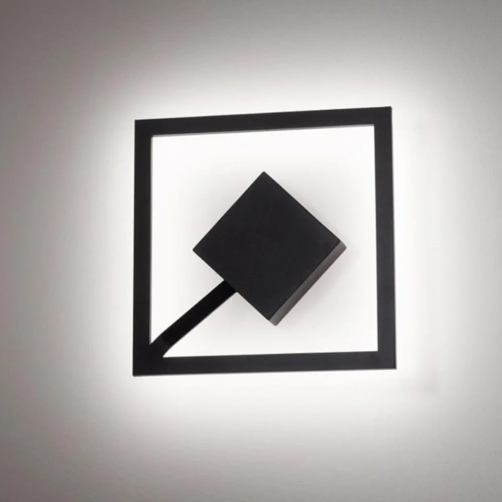 Applique Da Parete-Affralux Applique nero quadrato led 19w 3000k moderno quattro