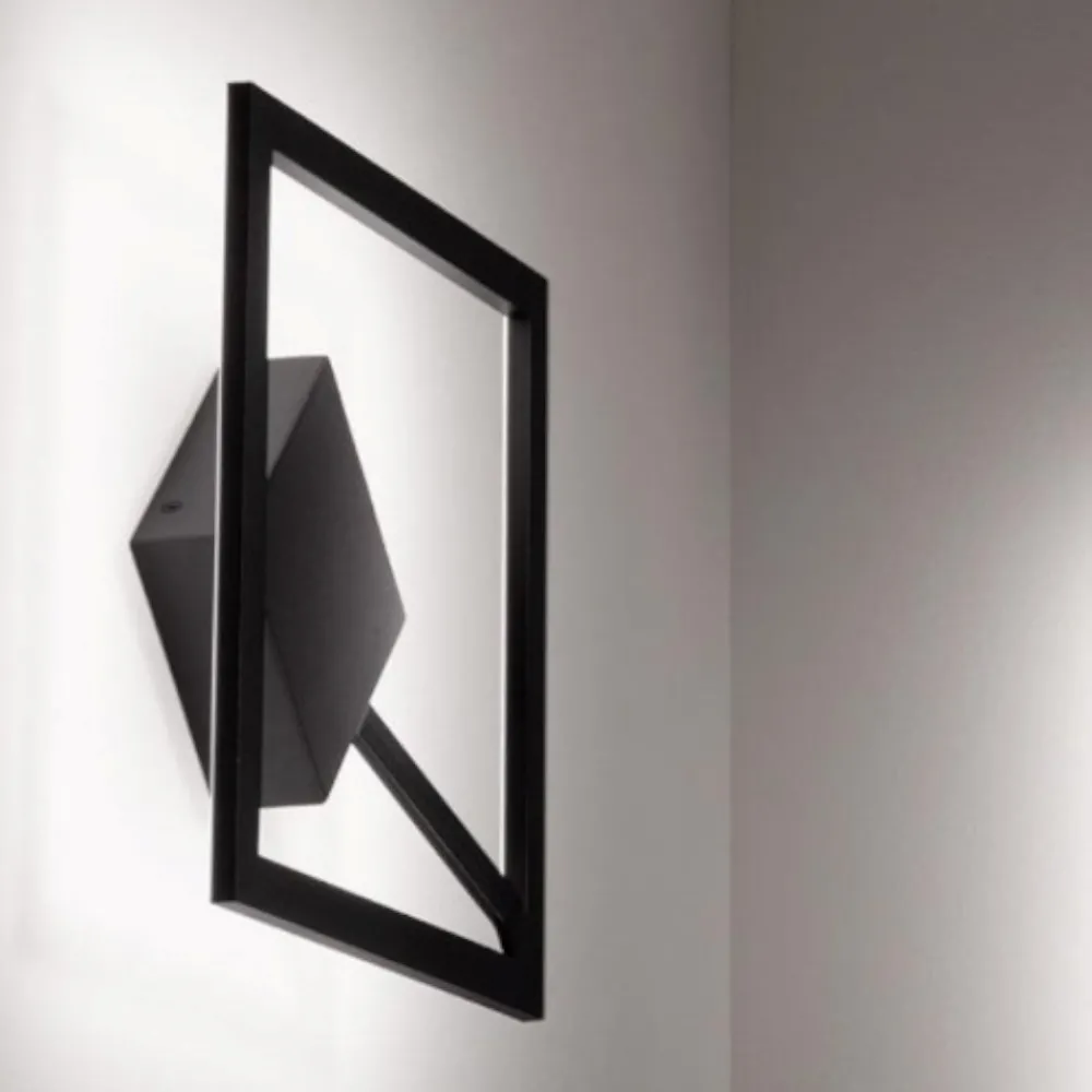 Applique Da Parete-Affralux Applique nero quadrato led 19w 3000k moderno quattro