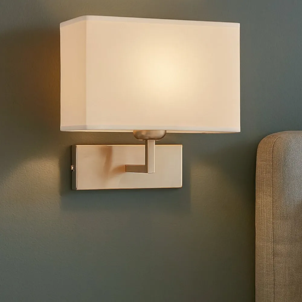 Applique Camera Da Letto-Selezionato da Mazzolaluce Applique nichel per comodini camera da letto paralume rettangolare tessuto