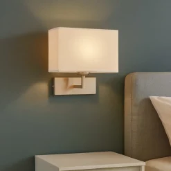Applique Camera Da Letto-Selezionato da Mazzolaluce Applique nichel per comodini camera da letto paralume rettangolare tessuto
