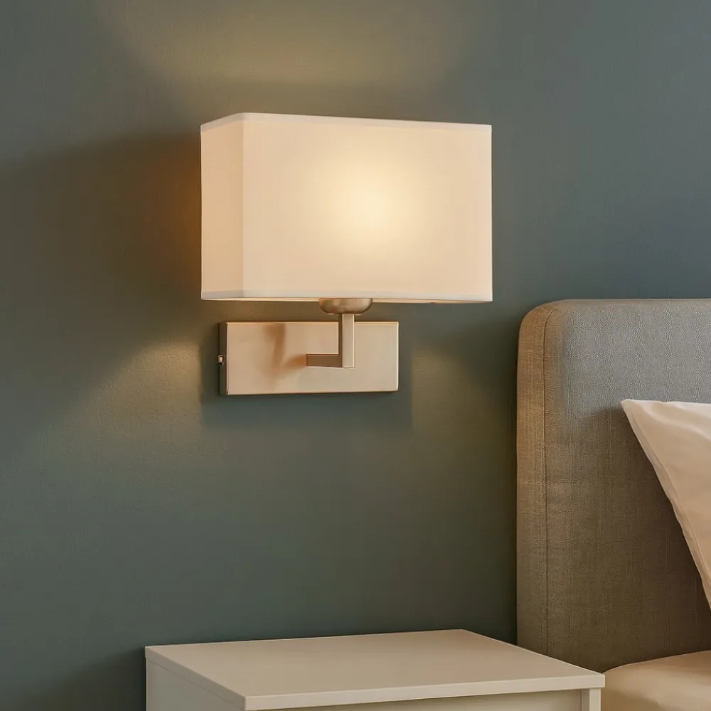Applique Camera Da Letto-Selezionato da Mazzolaluce Applique nichel per comodini camera da letto paralume rettangolare tessuto