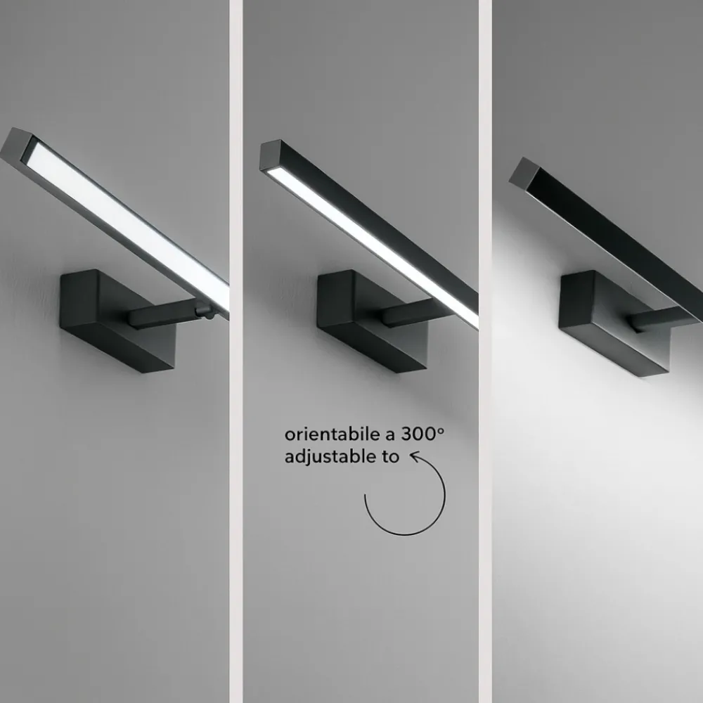 Applique Da Bagno-Perenz Illuminazione Applique orientabile led cct nero per specchio da bagno riga perenz