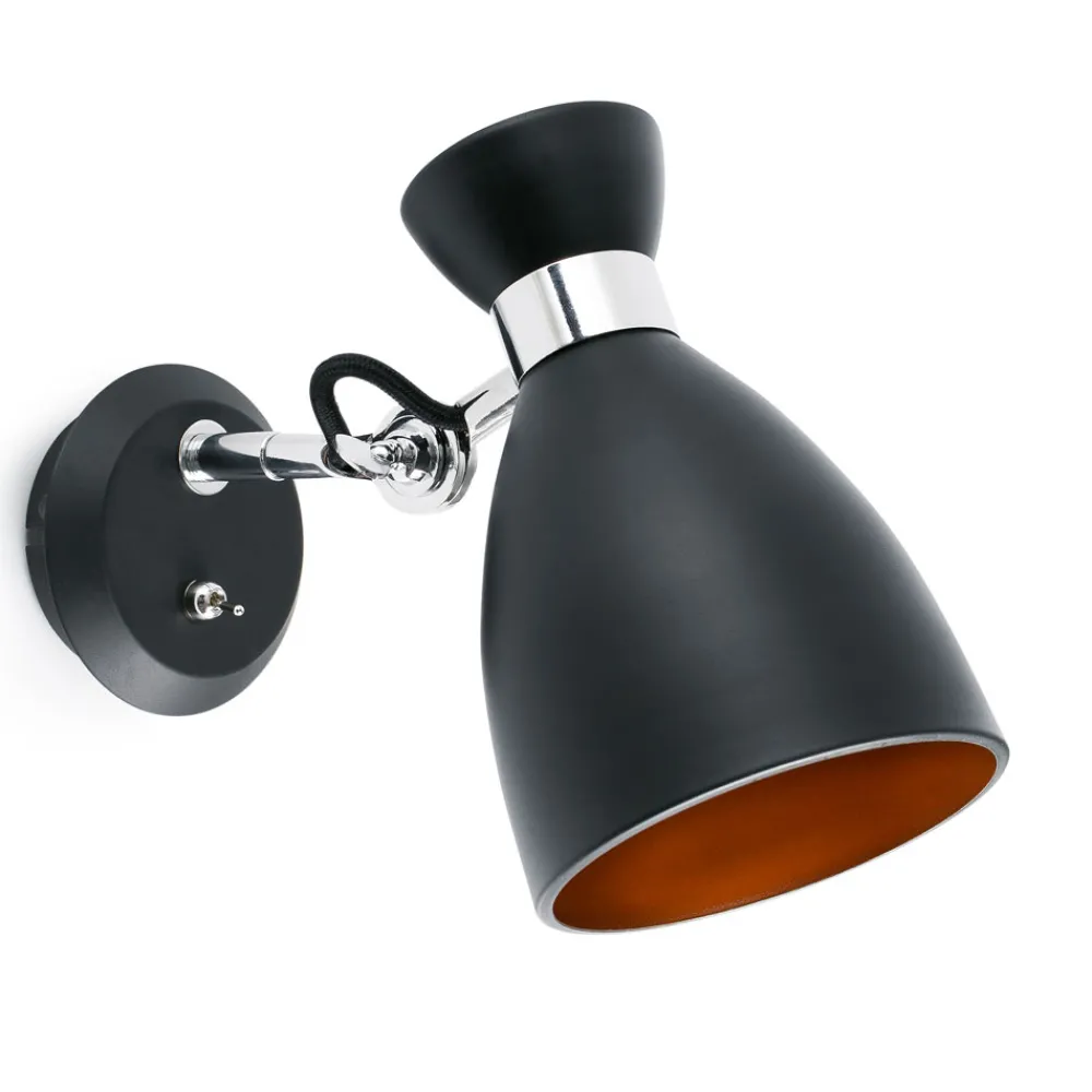 Applique Camera Da Letto-Selezionato da Mazzolaluce Applique orientabile nero oro per comodino camera da letto
