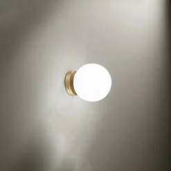 Applique Da Bagno-Perenz Illuminazione Applique oro da bagno moderno sfera vetro bianco perenz maga