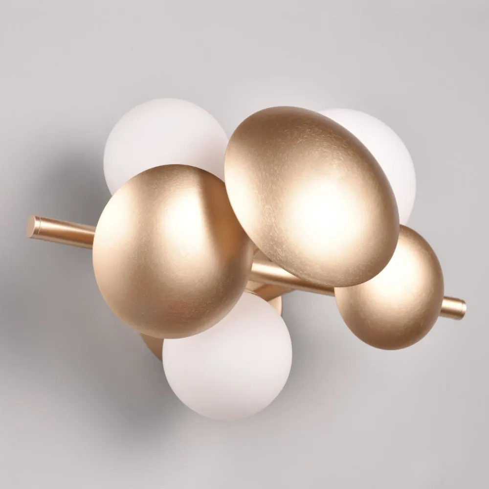 Applique Da Parete-Selezionato da Mazzolaluce Applique oro da parete design moderna sfere vetro bianco