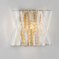 Applique Da Parete-Selezionato da Mazzolaluce Applique oro di cristalli da parete stile contemporaneo