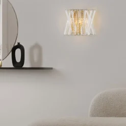 Applique Da Parete-Selezionato da Mazzolaluce Applique oro di cristalli da parete stile contemporaneo