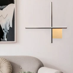 Applique Da Parete-Selezionato da Mazzolaluce Applique oro nero design moderna bacchette 50cm led 15w 3000k