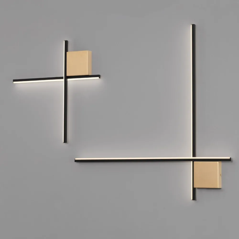 Applique Da Parete-Selezionato da Mazzolaluce Applique oro nero design moderna bacchette 50cm led 15w 3000k