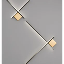 Applique Da Parete-Selezionato da Mazzolaluce Applique oro nero design moderna bacchette 50cm led 15w 3000k